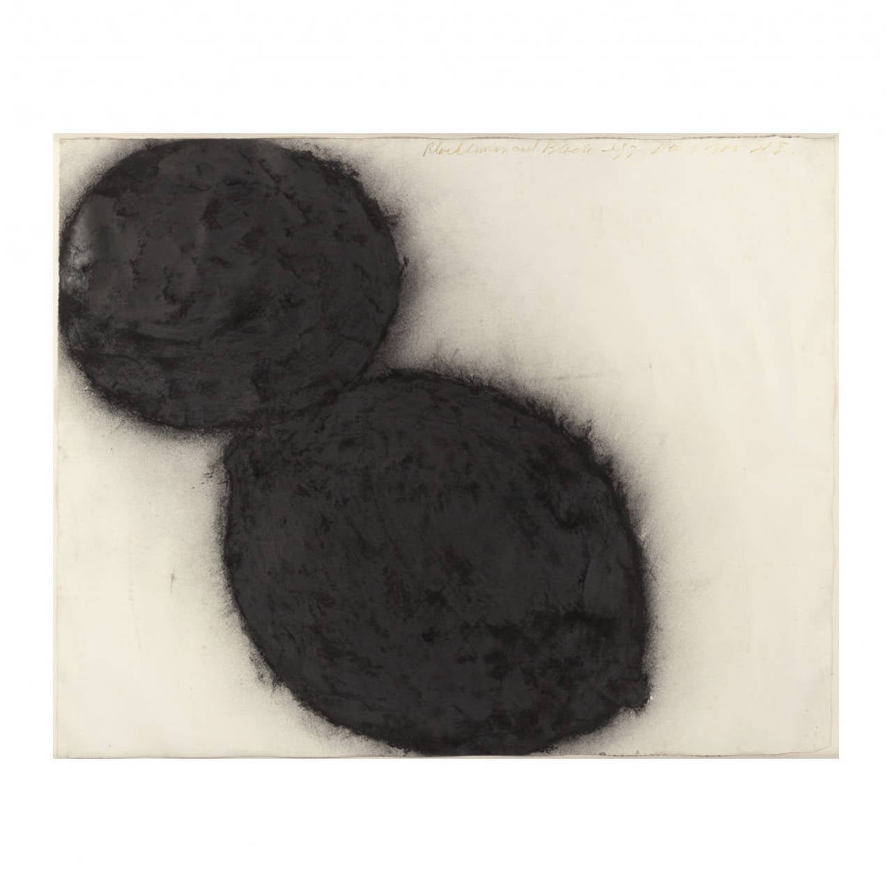 Donald Sultan (American, b. 1951).
Black Lemon and Black Egg, 1988.
Charcoal on paper.
Dimensions: 60 x 48 inches (152.4 x 121.9 cm).
Signed, titled and dated upper right: Black Lemon and Black Egg Dec 4 1988 D.S.