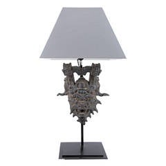 19th Century Iron Mask Lamp 6
