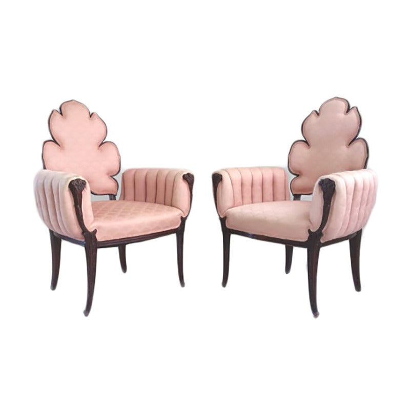 Hollywood Regency Pair of Acorn Chairs