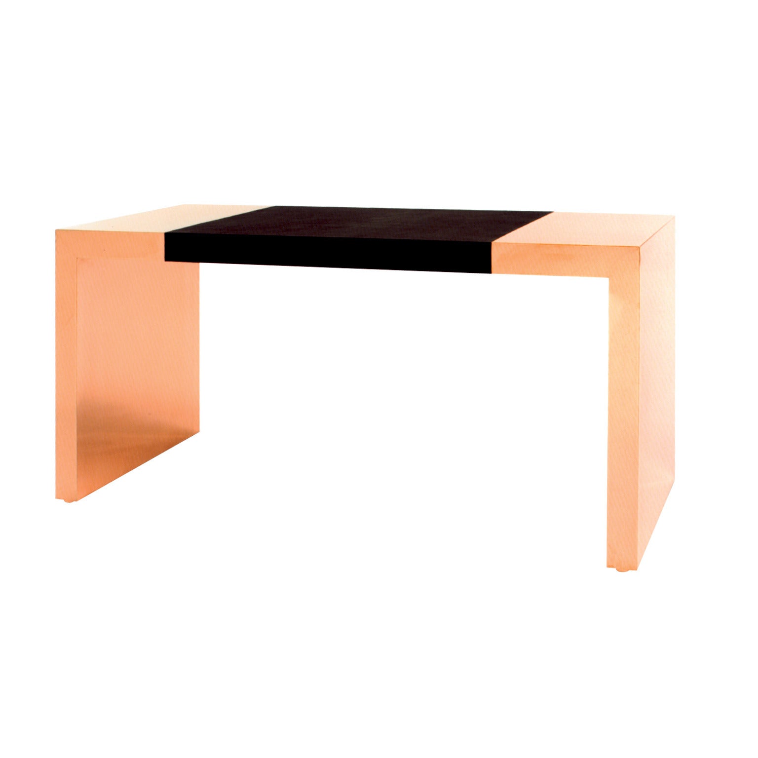 Polished Copper and Hide Desk For Sale