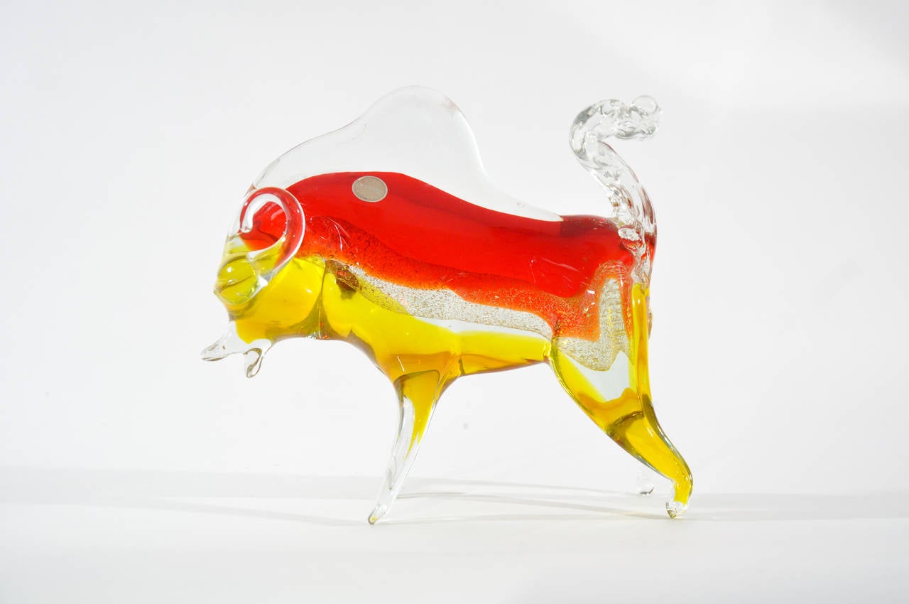 Mid-Century Modern Murano Glass Bull