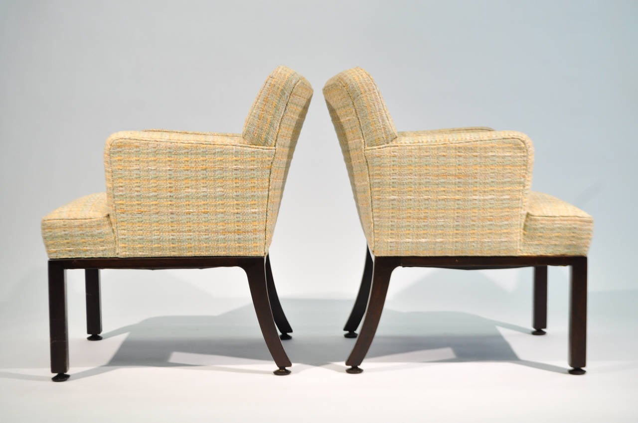 Pair of Edward Wormley Upholstered Armchairs For Sale 1