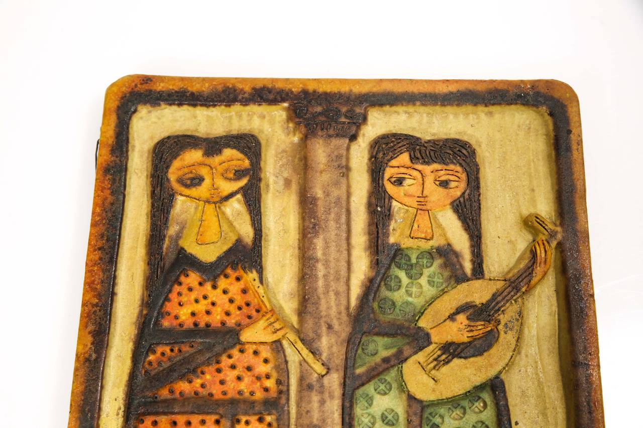 20th Century Marcello Fantoni Italian Ceramic Plaque For Sale