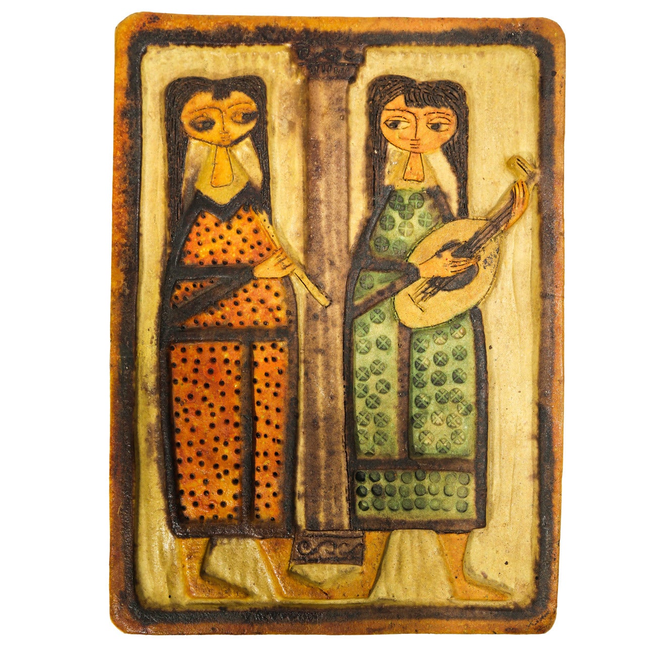 Marcello Fantoni Italian Ceramic Plaque For Sale