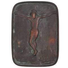18th Century Japanese Fumi-E Bronze Plaque