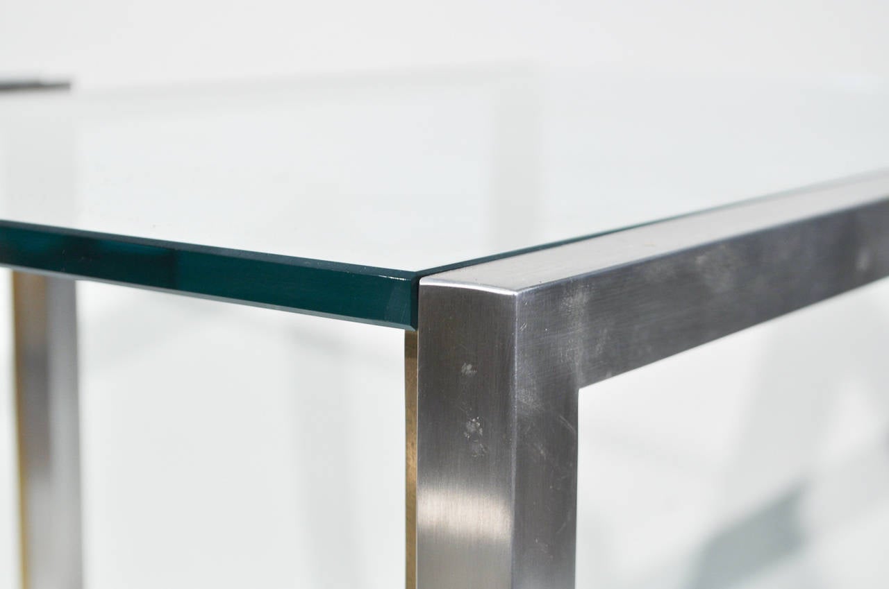 Set of Modern Brushed Steel and Brass End Tables For Sale 2