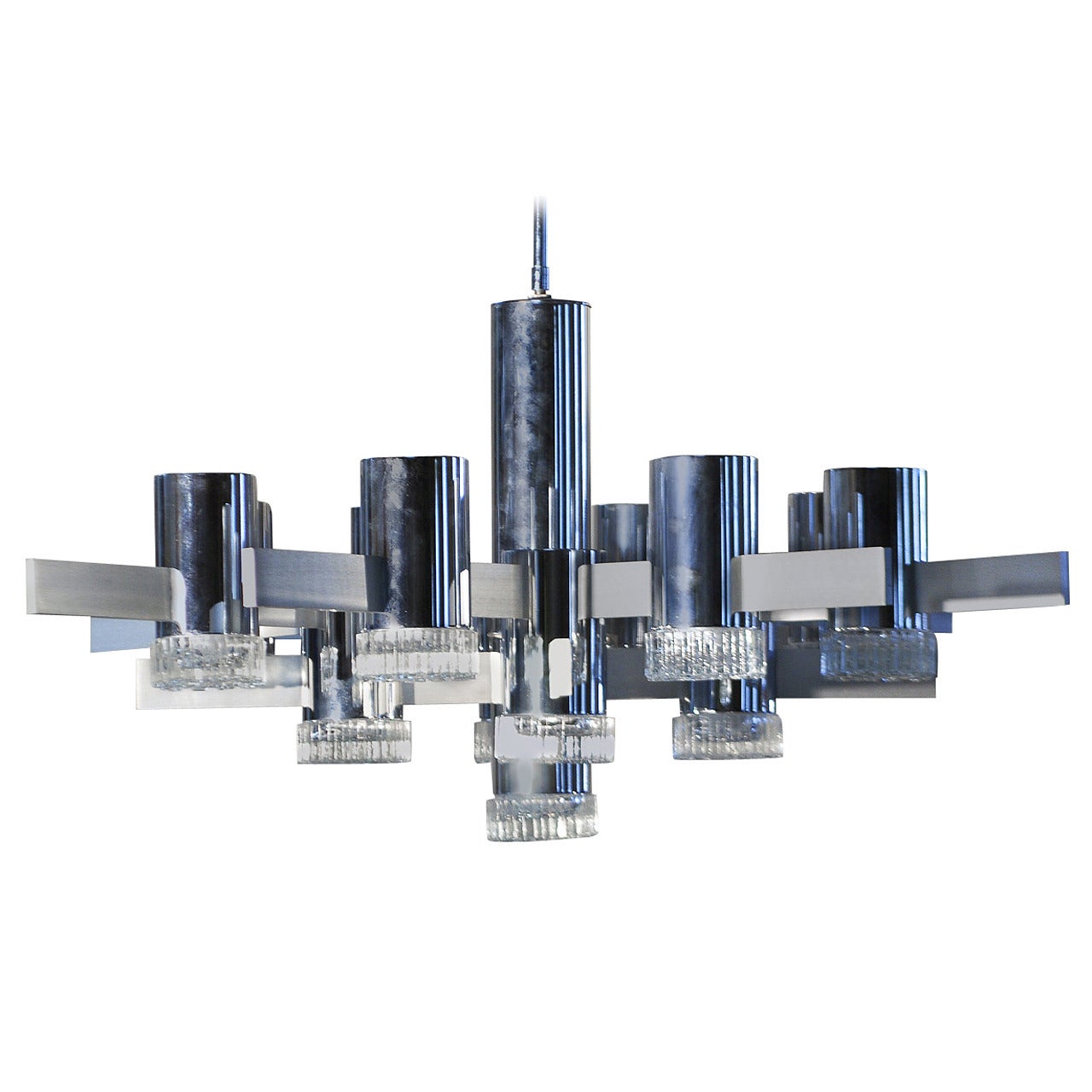 Gaetano Sciolari Chrome Chandelier For Sale