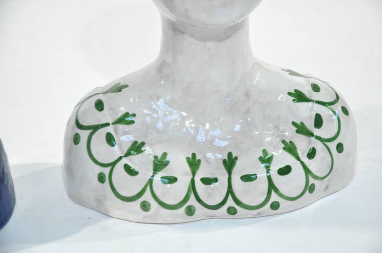 Mid-20th Century Pair of Mid-Century Horchow Italian Ceramic Bust Vases