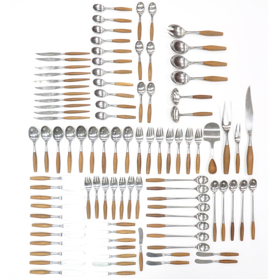 96 Piece Jens Quistgaard for Dansk Fjord Flatware Set