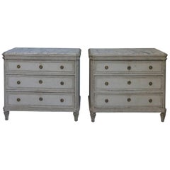 Pair of Gustavian Style Three-Drawer Chests