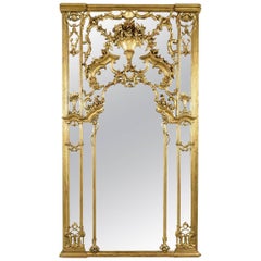Grand Antique French Louis XVI Gilt Wood Mirror