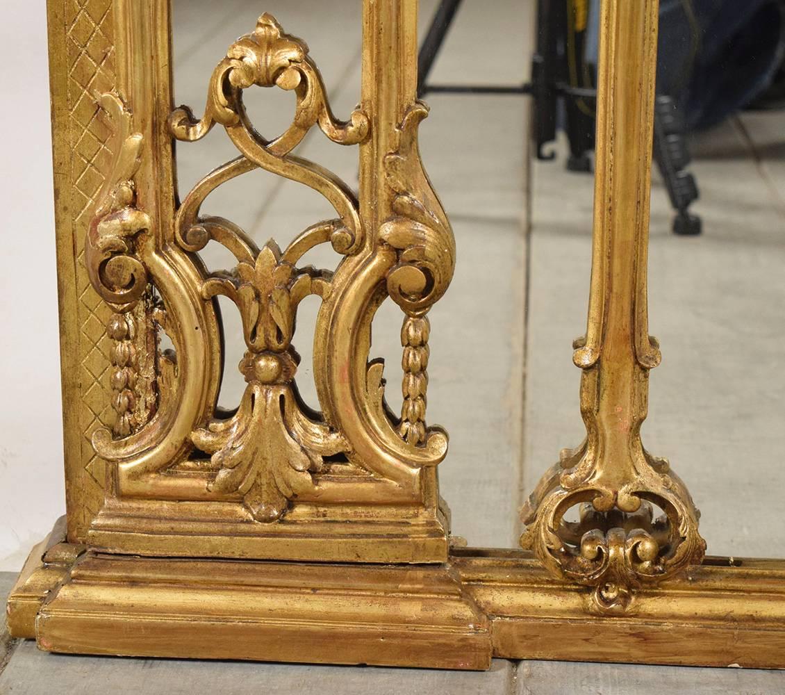 Grand Antique French Louis XVI Gilt Wood Mirror 1