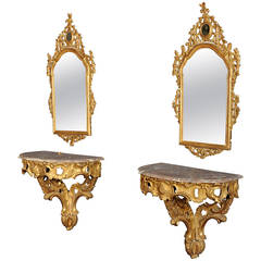 Pair of Regence Giltwood Console