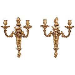 Exceptional Pair of Gilt Bronze Sconces of the Transition Period