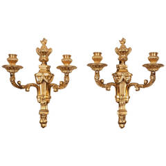 Exceptional Pair of Gilt Bronze Sconces of the Transition Period