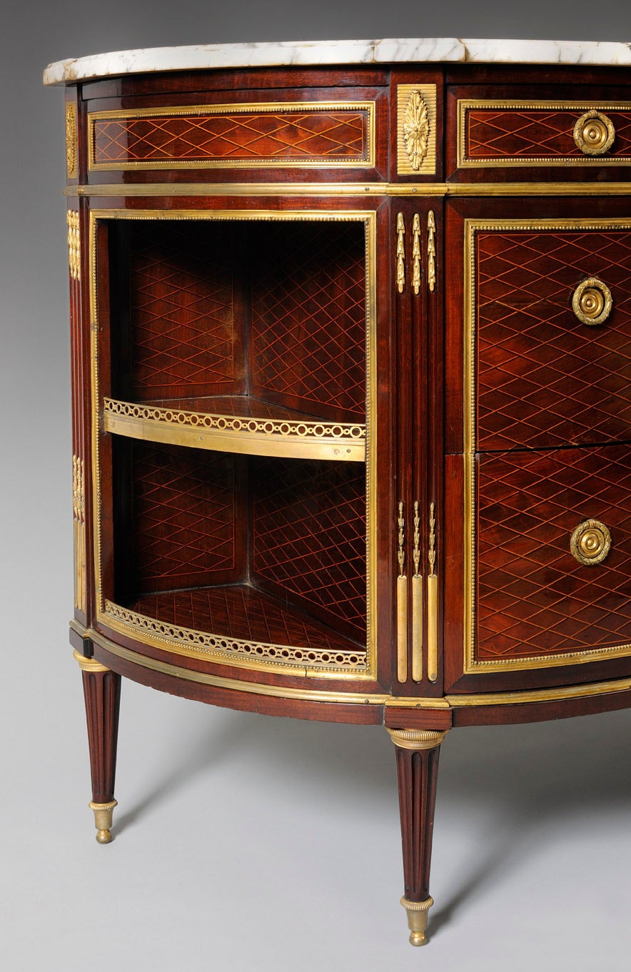 Louis XVI Exceptional Demilune Commode Attributed to Riesener