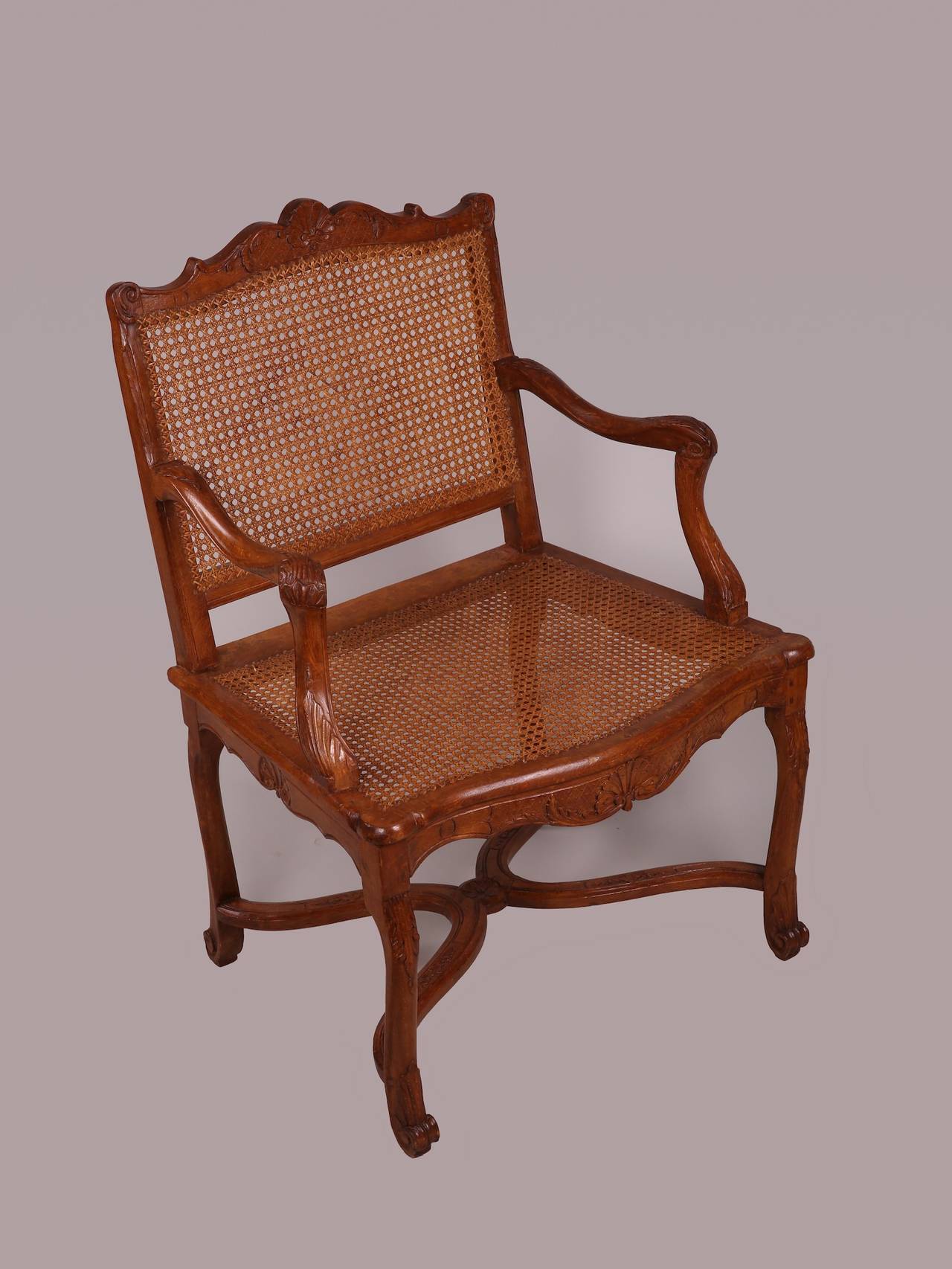 Regency Suite of Four Caned French Regence Armchairs 
