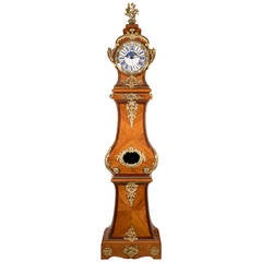 Exceptional French Louis XV Rosewood and Tulipwood Tall Case Clock