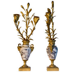 Elegant Pair of Louis XVI Period Gilt Bronze Two-Arm Candelabraum
