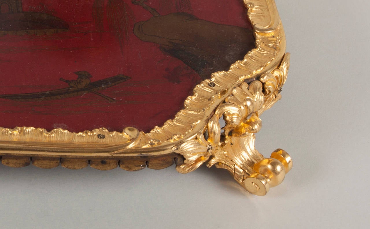 19th Century Ormolu-Mounted Lacquer Inkwell In Good Condition For Sale In Paris, FR
