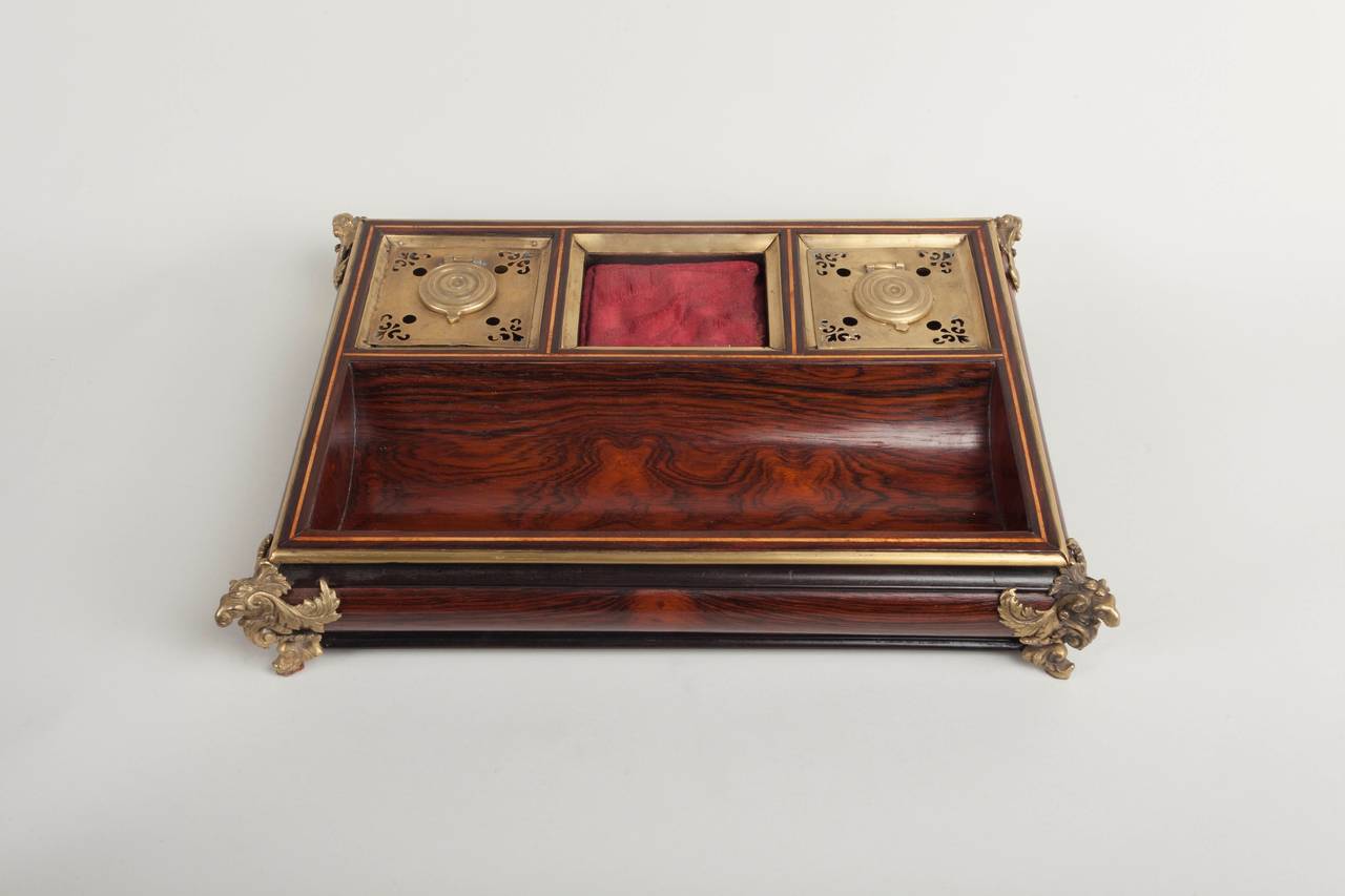 Louis XV Rosewood and Ormolu Inkwell