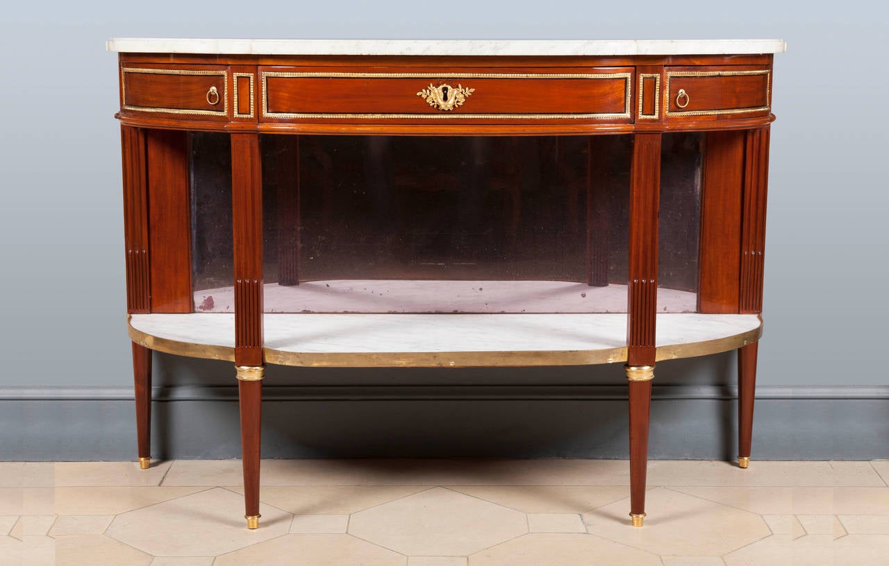 Pair of French Louis XVI Mahogany Consoles For Sale 1