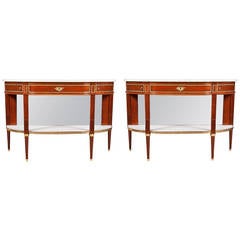 Pair of French Louis XVI Mahogany Consoles