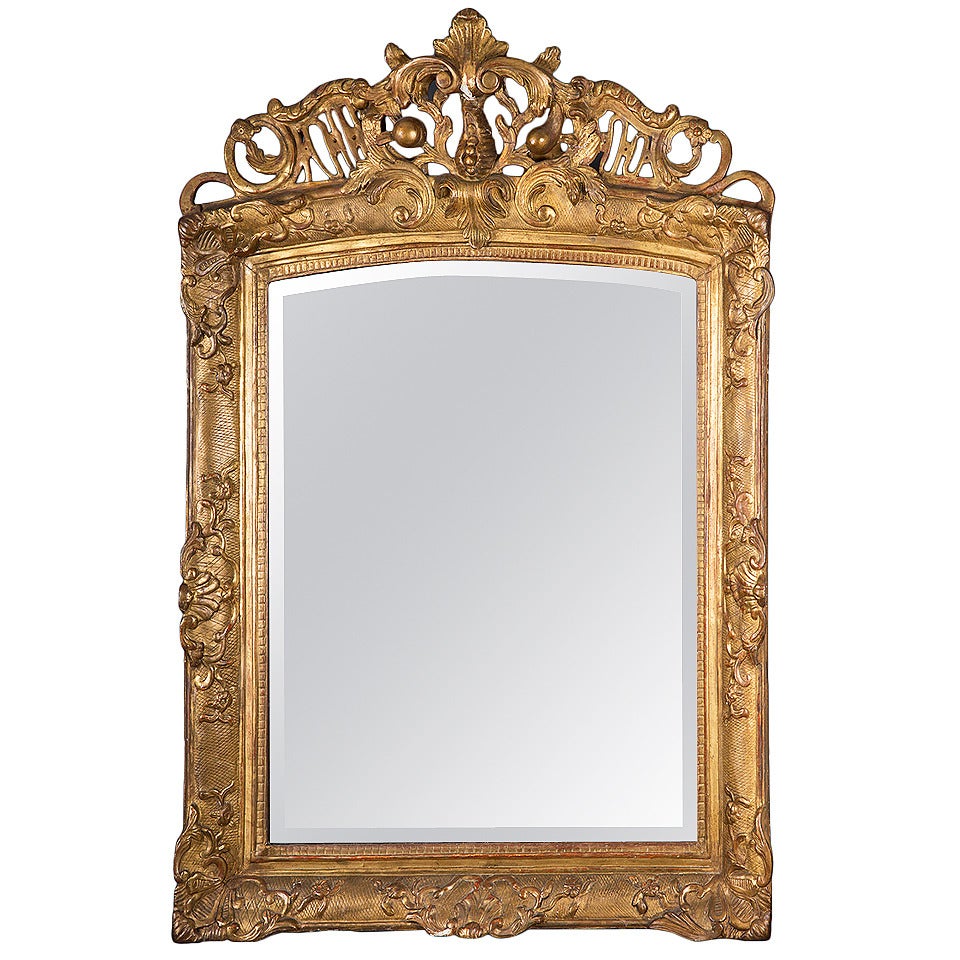 French Regency Carved Giltwood Mirror For Sale