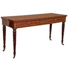Fine Regency Mahogany, Satinwood and Brass-Inlaid Serving Table