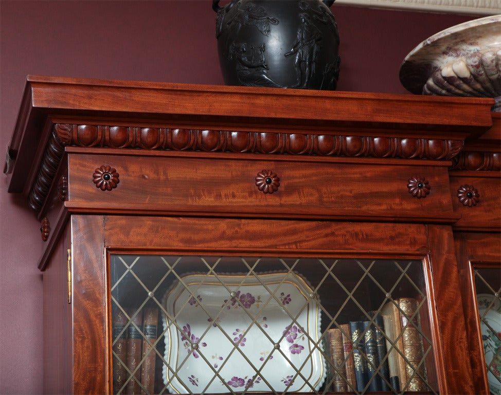 British Large Regency Mahogany Breakfront Bookcase