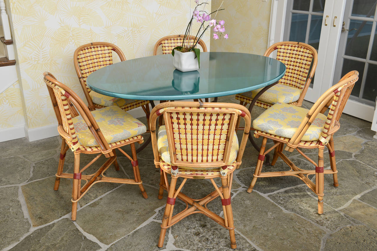 Set of Six French Rattan and Caned 