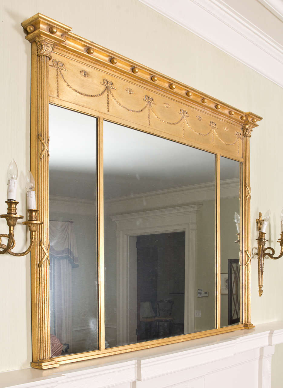 19th Century Neoclassical Giltwood Overmantel Mirror