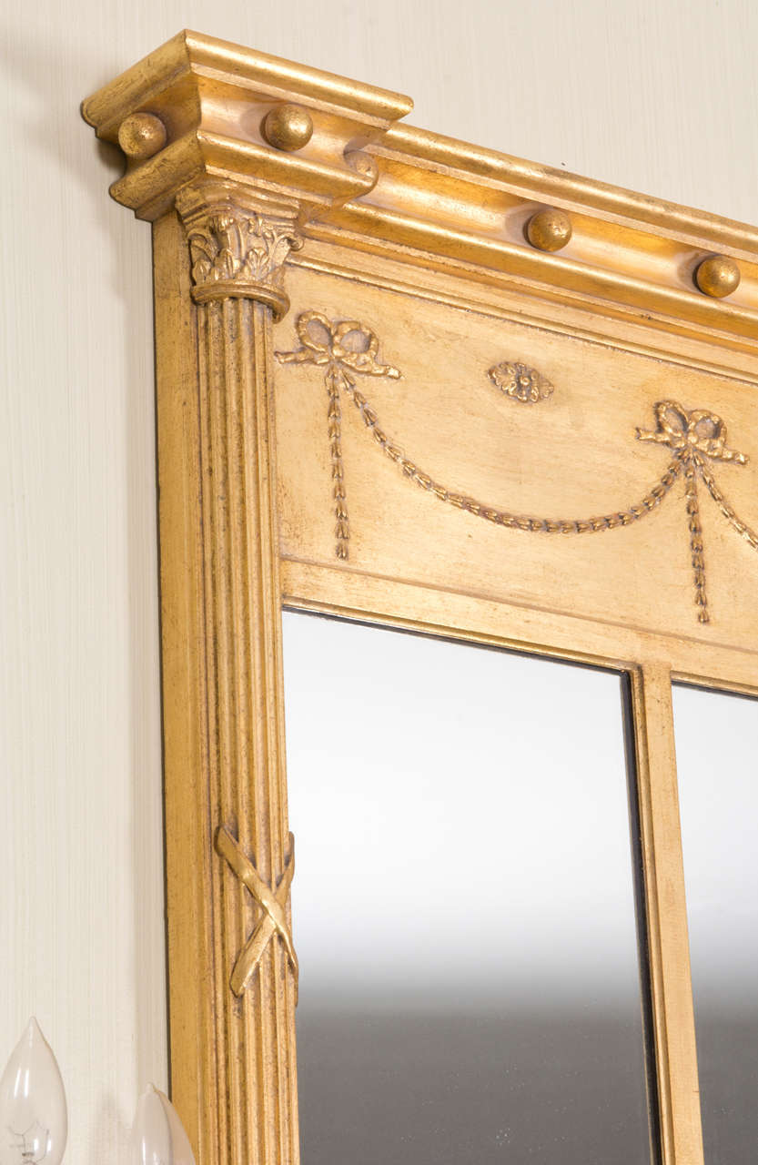 Neoclassical Giltwood Overmantel Mirror In Excellent Condition In New York, NY