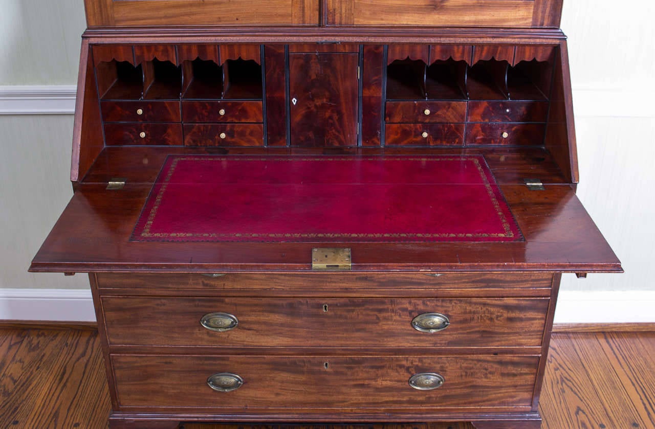 English Richly Hued George III Mahogany Bureau Bookcase