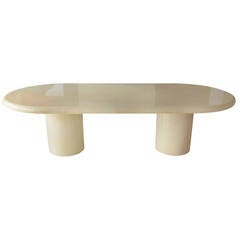 Lacquered Karl Springer Style Goatskin Oval Dining Table