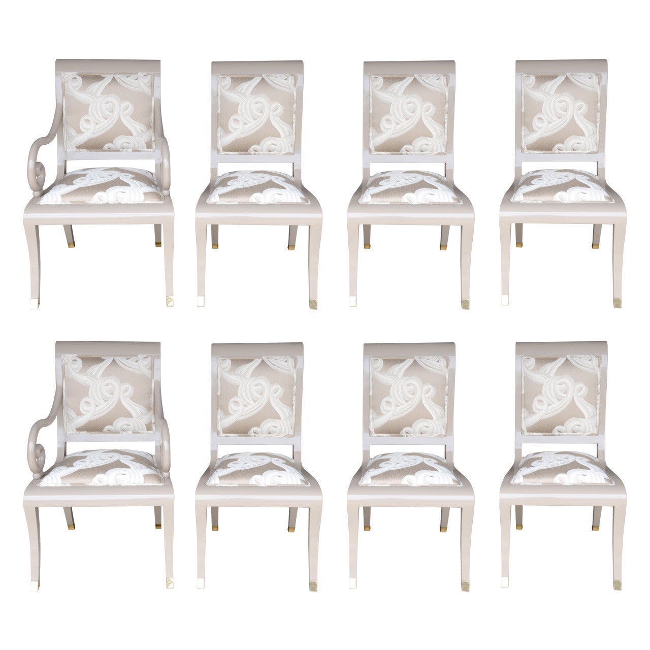 Set of Eight Hollywood Regency Lacquer Dining Chairs by J. Robert Scott
