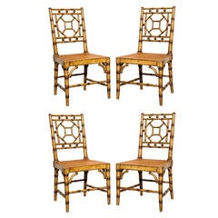 Set of Four Regency Faux-Bamboo Side Chairs