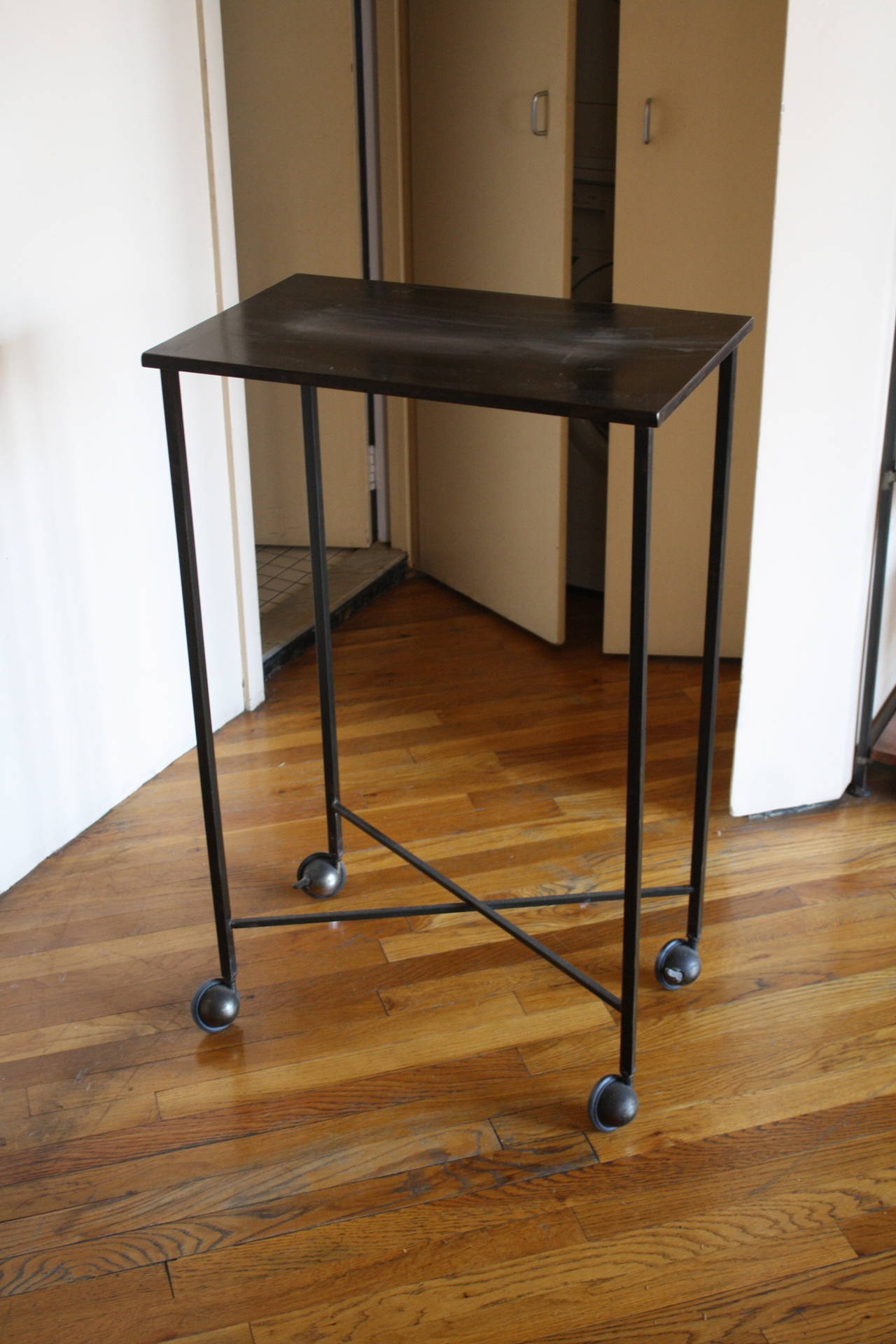 Patinated Steel Industrial Table In Good Condition In New York, NY