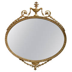 Adam Style Giltwood Oval Mirror