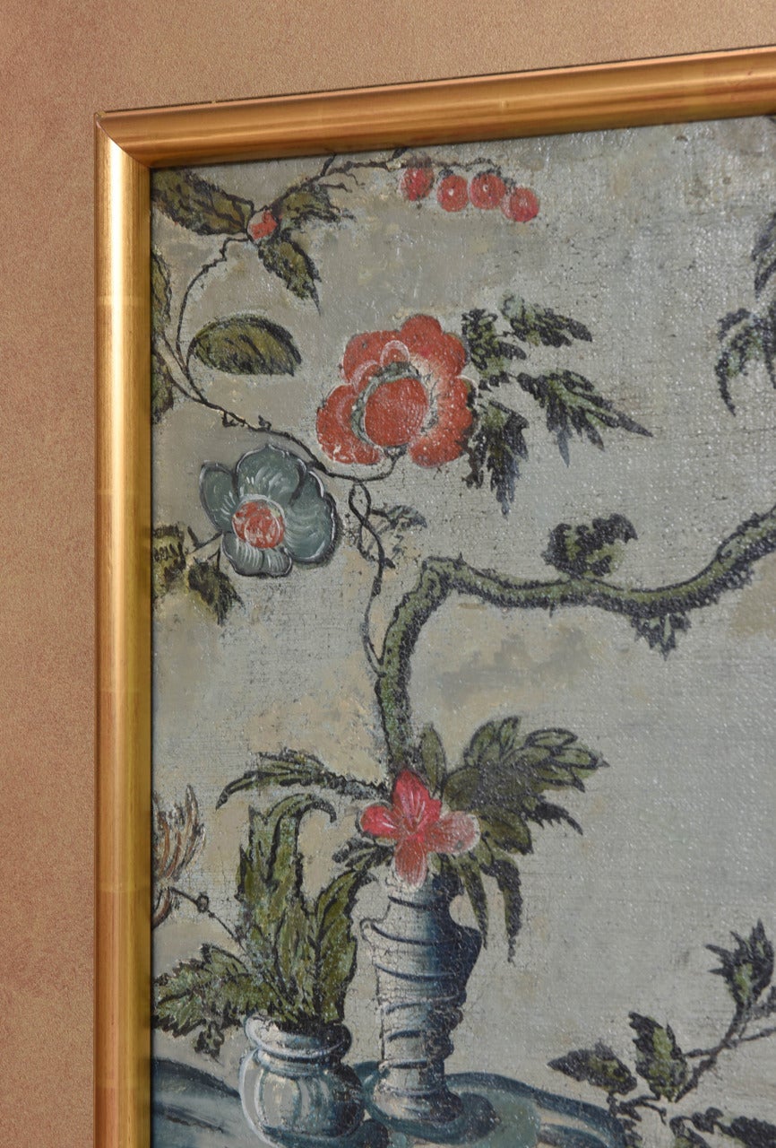 Set of Four 18th Century Italian Chinoiserie Oil on Canvas Paintings 7
