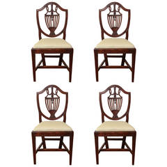 Set of Four 19th Century Italian Neoclassical Shield Back Mahogany Side Chairs 8