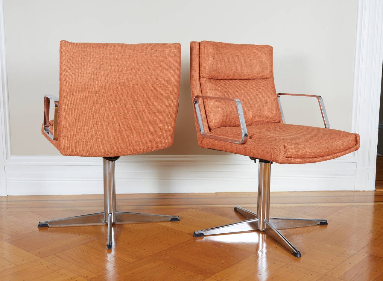 Canadian Pair of Mid-Century Doerner Faultless Steel Swivel Desk Chairs