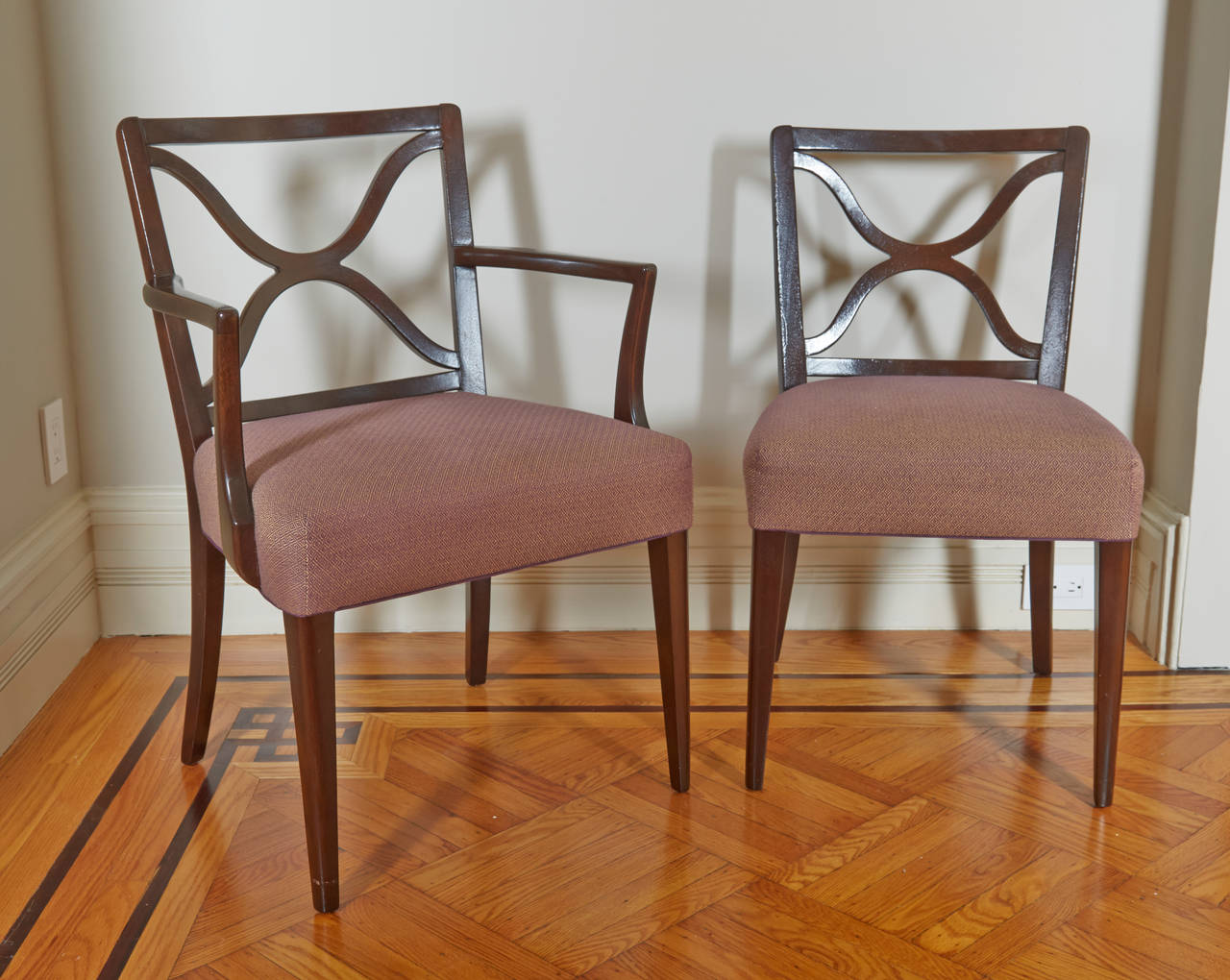 Mid-Century Modern Set of Eight T.H. Robsjohn-Gibbings for Widdicomb Mahogany Dining Chairs
