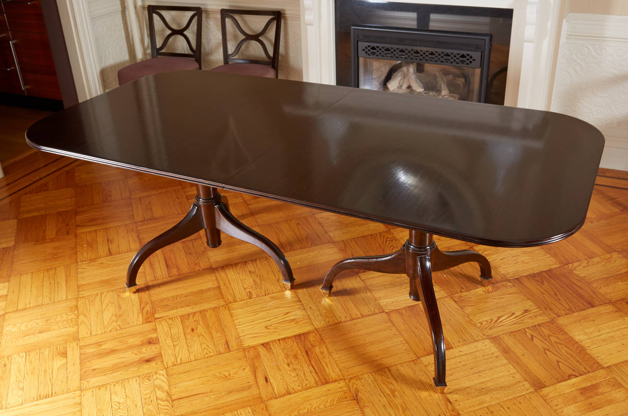 Regency Style Mahogany Extending Two Pedestal Table For