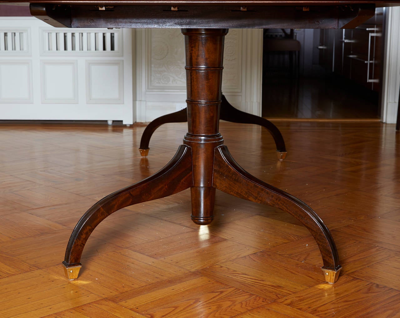 Regency Style Mahogany Extending Two Pedestal Table For