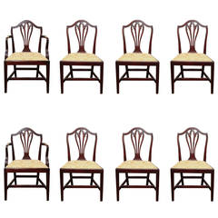 Set of Eight George III Mahogany Dining Chairs in the Gothic Style