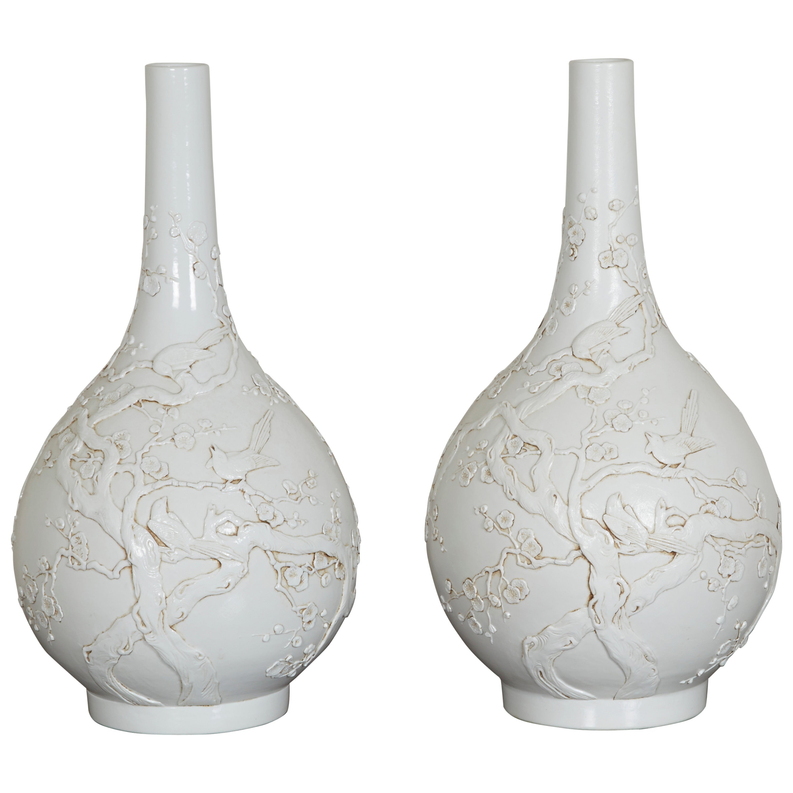 Pair of Chinese Porcelain Blanc de Chine Vases