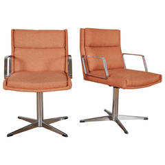 Pair of Mid-Century Doerner Faultless Steel Swivel Desk Chairs