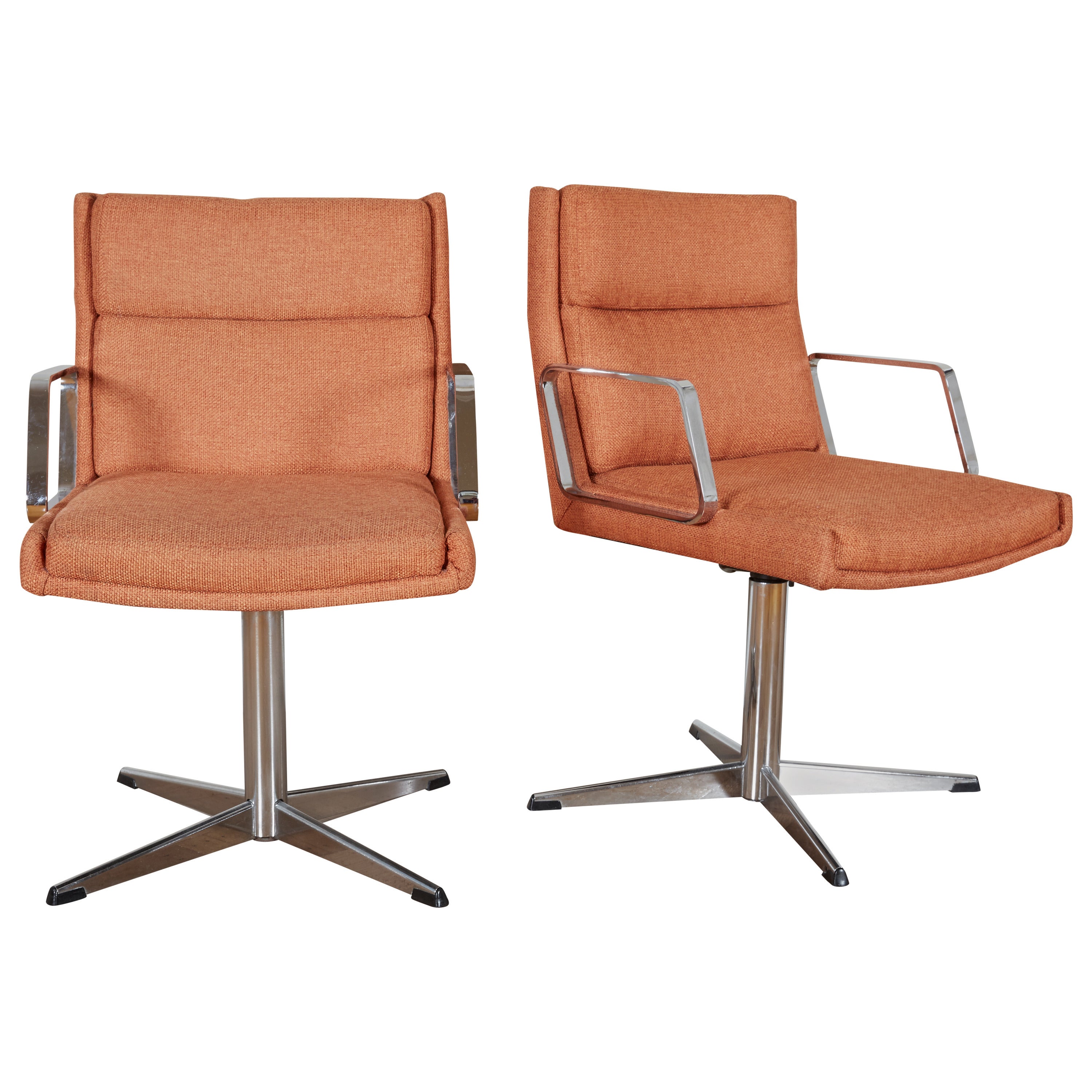 Pair of Mid-Century Doerner Faultless Steel Swivel Desk Chairs