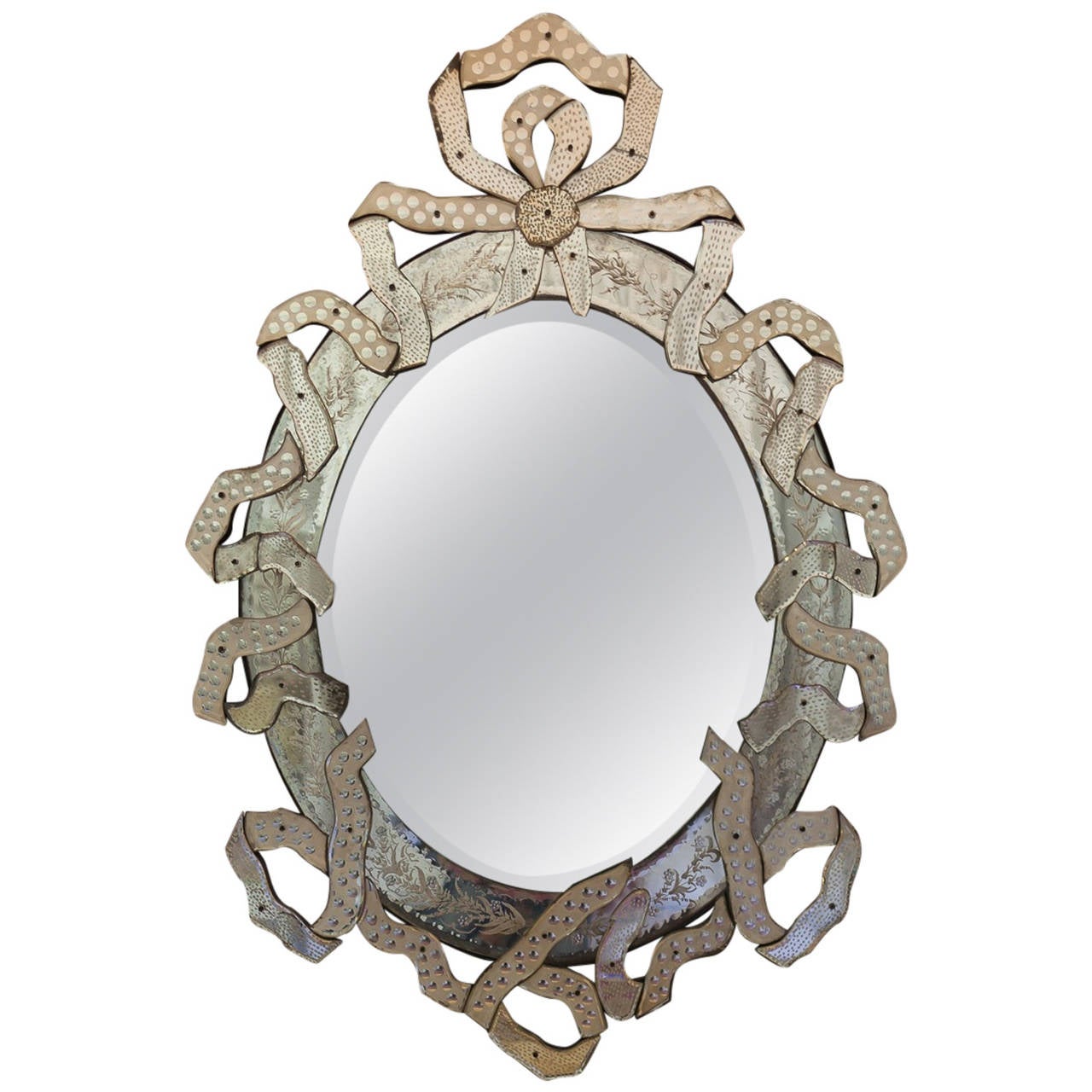 Venetian Mirror With Ribbon Trim